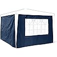 Relaxdays Set 2 Pareti Laterali per Gazebo, 3 x 3 m, Telo in PE, Finestre, Rivestimento per Festival, Tendone, Blu