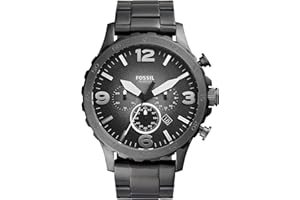 Fossil Nate Uhr für Herren, Quarzwerk Chronograph mit Edelstahl- oder Lederarmband