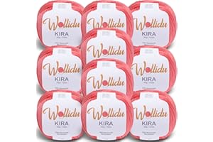 Wollidu Kira - Lot de 10 x 50 g pelotes de fil à tricoter 100 % coton - Pour tricot et crochet - Saumon