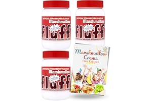 CUCINADA Marshmallow Fluff Strawberry (213 g x 3) with Card Recipe - Marshmallow Spread Delights | Gluten-Free and Ideal for Vegetarians