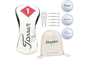 Shanker Golf - Funny Golf Gift Set - Rude Headcover, Golf Balls, Tees, Shoe Bag & Pitch Tool - Rude Branded Joke Gift for Golfers - Printed Golf Accessories