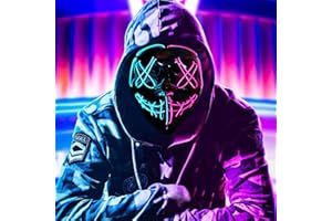 Adorling Mascara LED Halloween, la Purga Mascara LED, Halloween Purge Mask 3 Modos de Iluminación, Brilla en la Oscuridad Mascara la Purga LED para Fiestas de Disfraces Cosplay Carnaval