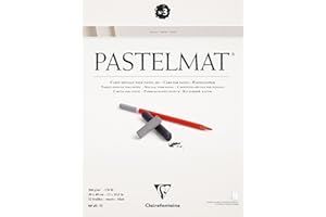 Clairefontaine 96029C Blok Pastelmat n°3 – 12 arkuszy specjalnego papieru do pasteli suchych – 30x40 cm 360g – Biały – przekładki z papieru krystalicznego