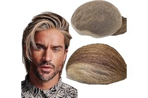 N.L.W. NLW Protesis Capilar Hombre Encaje Francés, Pelucas Hombre Rubias Reemplazo de Postizos Humano Natural Hombre Densidadmedia Base 8 * 10 inch (4/27/613)