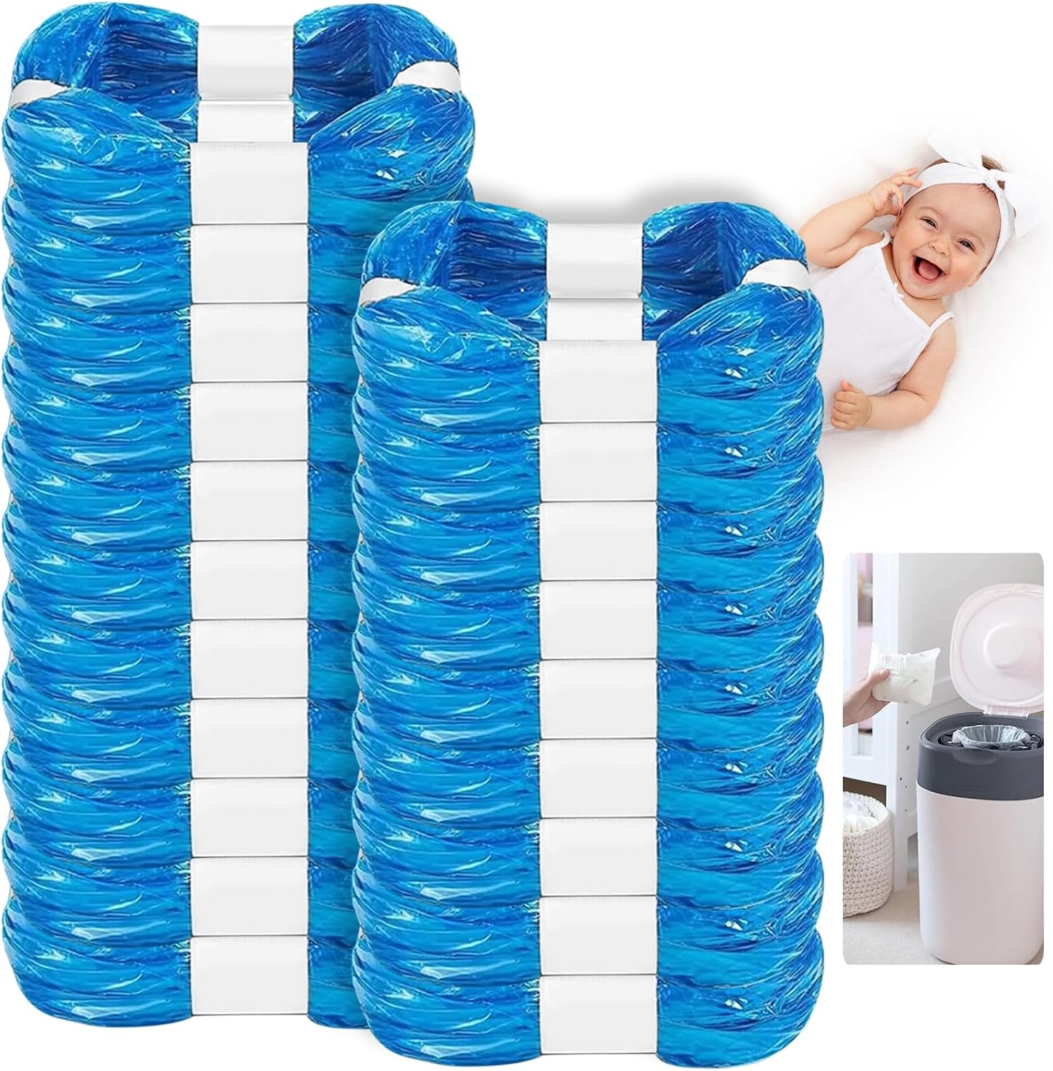 KALBIGRO 20 Piezas Recambios para Contenedor de Pañales, Compatibles con Tommee Tippee y Angelcare, Bolsas de Papelera para Bebé con Aroma a Limón, Casete para Twist & Click, Litter Locker II