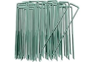 YUNSTK Kotwa ziemna w kształcie litery U, śledzie ogrodowe, stabilne, 50 sztuk, ocynkowane, z włókniny do chwastów, nierdzewne śledzie mocujące, do sztucznej trawnika, włókniny ogrodowej, płotu i namiotu kempingowego