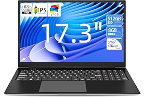 Naclud Laptop 17.3 Inch 8GB RAM 512GB SSD, Laptop Celeron Dual-Core Processor Up to 2.8GHz, 1080P FHD PC Notebook with Dual Band WiFi, 2xUSB 3.0, Keyboard Film in Eight Languages