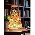 SHILP KATHA Handicraft Leather Lamps For Home Decoration — Handmade Decorative Side Table Lamps for Bedroom | Lamp Shade for Living Room Home Decor | Peace with Buddha