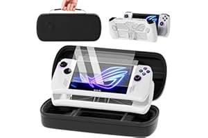 QUAGGY Designed for Case for ASUS ROG Ally 2023, Large Carry Case Bag Perfect for Charger, with Soft Silicone Protective Cover und 2 Pack Screen Protector, Portable and Easy to Carry Black Bag