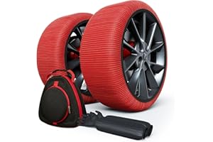 SOTISI Winterreifen Schneeketten M - EN 16662-1- Hochsichere, leicht installierbare Textil Schneeketten für Autos - rutschfeste, strapazierfähige Ketten - Set mit 2 Ketten + Handschuhe(Rossi)