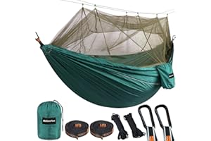 NATUREFUN Hamak kempingowy z moskitierą, nośność 300 kg, 300 x 200 cm, oddychający, szybkoschnący, nylonowy, nylon spadochronowy, 2 karabińczyki premium, 4 pasy w zestawie, na zewnątrz, do wewnątrz