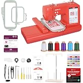 PooLin EOC05 Embroidery Machine &ndash; Red &ndash; Electronic Embroidery Machine &ndash; 7" LCD Touch Screen, 10&times;10cm and 10&times;23.5cm Frames, US