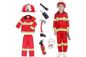 Udekit Costume da Pompiere per Bambini Capo dei Pompieri Cosplay Gioco di Ruolo Accessori per Giocattoli