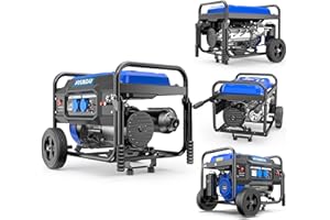 HYUNDAI - Grupo electrógeno a gasolina para obra 3000 W - Tecnología AVR - Kit de ruedas - Asa de transporte - Gran depósito de 15L - Autonomía 10H - Chasis tubular reforzado - HG2700-A