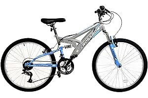 Dallingridge Crossbow Junior Full Suspension Mountain Bike, 24" Wheel, 18 Speed - Grey/Blue