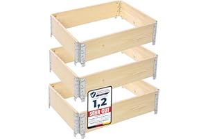 Garronda Carré Potager modulable en Bois Naturel 80x60x20 cm – Jardinière extérieure en palettes, empilable et Pliable, pour Jardin, Plantes, Fleurs, Herbes, Fruits et légumes GD-0141, 3 pièces