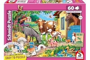 Schmidt Spiele 56574 Animali da fattoria, puzzle per bambini da 60 pezzi in cartone d'erba