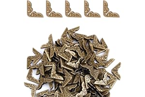 NQEUEPN 100pcs Metal Book Corner Protectors, Vintage Book Corner Covers Decorative Paperback Book Edge Protector for Photo Album Notebook Scrapbook Menu File Folder (Bronze)