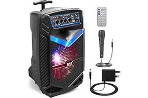 PYLE Portable Bluetooth PA Speaker System – 400W Rechargeable Outdoor Bluetooth Speaker with 20 cm Subwoofer, 2.5 cm Tweeter, Recording, Mic Input, Party Lights, USB/SD, and Radio