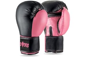 Lions Boxing Gloves - Premium Faux Leather, Pro Sparring Training Muay Thai Gloves, MMA Punching Kickboxing Bag Focus Mitts Fighting Training Workout for Men Women