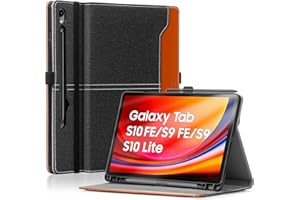 DLveer Hülle für Samsung Galaxy Tab S10 Lite/S10 FE/S9 FE 10.9"/S9 11 Zoll mit S Pen Halter - PU-Leder+Soft TPU Hülle mit Multi-Winkel Ständer,Auto Schlaf/Wach Funktion,Schwarzbraun