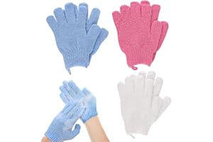 ANEI Guantes exfoliantes | Guantes de ducha de bambú | 6 manoplas exfoliantes de baño y cuerpo | Elimina el cabello encarnado y la piel muerta para ducha, spa, masaje y removedor de células muertas, lufa