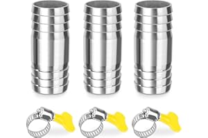 ELEGRIP Raccordo per Tubo Dritto in Acciaio Inox, 3 Pezzi 30mm Barb Raccordi Connettori per Tubi con Fascette, 2 Vie a Forma di I Raccordo Portagomma Adattatore per Tubo Acqua, Aria