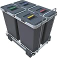 ELLETIPI Ecofil PF01 34B3 Uittrekbare Afvalemmer - 4x8 Liter Afvalscheiding - Grijs - 30x45x36 Cm - Perfect Voor Keuken
