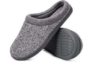 EverFoams Damen Klassische Hausschuhe mit Memory Foam, Frottee Pantoffeln mit Rutschfester Gummisohle