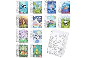 BNG 12 Packs Animal Pre Drawn Canvas to Paint, Animal Pre Printed Canva for Painting, Pre Stretched Canvas Outline Painting Boards for Beginners, Students, Party Favors(5 * 7in)