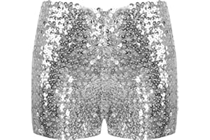 Runhomal Kinder Pailletten Glitzer Shorts Tanzshorts Glänzende Hotpants Kurze Hose Jogginghose Jungen Mädchen Sport Yoga Shorts Tanz Kostüm Clubwear