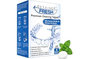 Retainer Fresh Rengöringsmedel för tänder (120) | Rengör också munskydd, proteser och tydliga justerare. Tar bort plack, lukt och fläckar för en fräsch