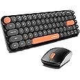 Ambrane Combo of Wireless Keyboard with Mouse Retro Typewriter Inspired, 2.4GHz for Desktop, Laptop, MacBook and Devices with USB Support, Compact Light-Weight, Single Nano Receiver (KeyPop, Black)