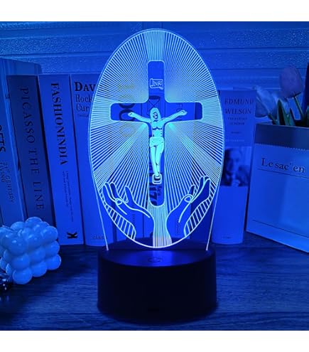 3D La Croix De Jésus LED Lampe Veilleuse D'illusion Lumière
