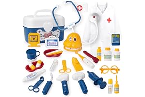Kidmigo Arztkoffer Kinder ab 3 Jahre, 32-teiliges Arztkoffer Kinder, Arzt Kostüm Kinder mit Stetospok, Zahnarzt Spielzeug, Arztkoffer Kinder ab 2 3 4 5 6 Jahre