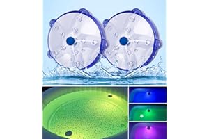 DeeprBlu Schwimmende Whirlpool Leuchten für Bath Spa, 3.3" Wasserdichte PoolLeuchten Farbwechselnde Seestern Teich Leuchte Tauch, Magnetisch, 10 Helle LEDs, Dekorations Licht für Pool Spa & Vase-2pcs