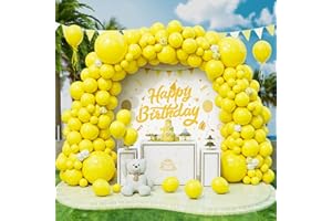 ROXISTAR Palloncini Gialli, 143 pezzi Dimensioni Diverse Giallo Opachi Arco Palloncini Kit per Donne Bambino Festa di Compleanno Battesimo Matrimonio Baby Shower Fidanzamento Picnic Nuziale Carnevale Eventi
