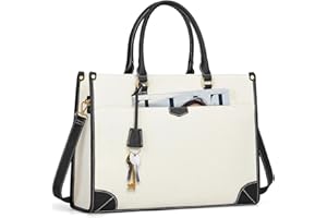 IGOLUMON Laptop Bags for Women 15.6 Inch Large Laptop Tote Bag Ladies Canvas Handbag Computer Bag Water Resistant for Work School Business Office Casual Black