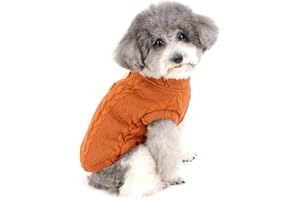 ZUNEA Pull Chaud pour Petit Chien Chiot Pull-Overs Manteau d'hiver Doublé Polaire Motif Tricot Chat Veste Vêtements pour Animaux Chihuahua Yorkshire Marron M