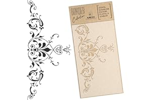 NAKLEO Plantilla de Borde para Pintura 21x45cm, Ornamento Vintage Patrón, Stencil Plástico y Reutilizable de Dibujo, DIY Artesanía Manualidades Casa Decoración, Pared Madera Tejido Muebles