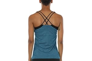 icyzone Canotta da Donna Sportiva 2 in 1 Canottiera Sportiva con Reggiseni Sportivi Traspirante Comodo Canotte per Yoga Pilates Fitness