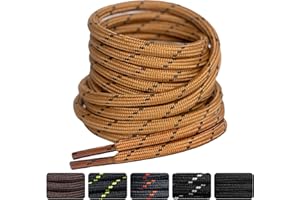 SUBAUM 2 PAIRES Boot Laces Heavy Duty,Strong Round Shoelaces for Work Boots,Walking Boot,Hiking Boots,Thick Replacement Shoe Strings