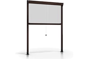 ESTO Zanzariera a rullo per Finestra Diverse Misure e Colori, Zanzariera Finestra Rete, Incasso per Finestre Scorrevole con Rotolo e Telaio Rovere/160 cm/120 cm