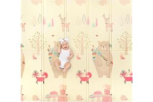 Sweety Fox Tappeto Gioco Bambini 200x180 1.5cm - Tappeto Neonato morbido Pieghevole, Reversibile, Impermeabile in Schiuma - Tappeto Cameretta - Orso