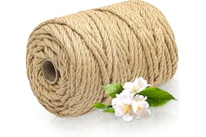 CHUNER Yangbaga Lina konopna, gruba lina 9mmx80m, mocna naturalna lina, 4-warstwowa lina jutowa do liny rzemieślniczej/liny do drapania dla kota, wiązania ogrodowego, w zestawie z kulką sizalową, biała