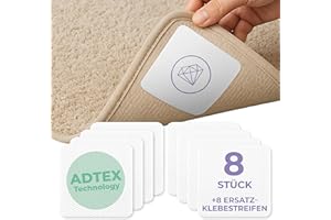 Livilin Teppich Antirutschunterlage Antirutsch Pads [AdTex Technology] 8Stk. Anti Rutsch Pads Waschbar +Ersatzklebestreifen Anti Rutsch Teppichunterlage rutschfest Antirutschmatte für Teppich 10x10cm