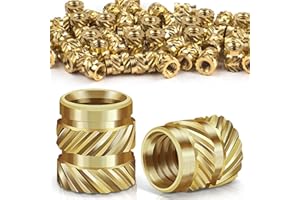 Caianwin 50PCS Thread Insert M2 Brass Heat Set Insert for for Plastic and 3D Printing Components - Brass Metric Knurled Nuts