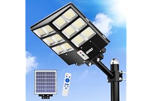 JAYNLT Y-2000W Farolas Solares Exterior, 60000LM 6500K Farola Solar Potente con Sensor de Movimiento, IP67 Impermeables Foco Solar Exterior para Patio, Calzadas, Calle
