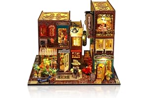 Cuteefun Miniature Maison de Poupee, Maquette en Bois a Construire, Kit Maison Poupee DIY Ainsi, Un Cadeau d'anniversaire du père Noël Halloween (Street View de la Ruelle)