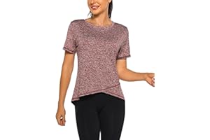 Terecey Maglietta Sportiva Donna Maglietta Traspirante a Manica Corta Maglia Palestra Girocollo T Shirt Fitness Donna Asciugatura Rapida per Jogging Running Yoga Corsa S-XXL